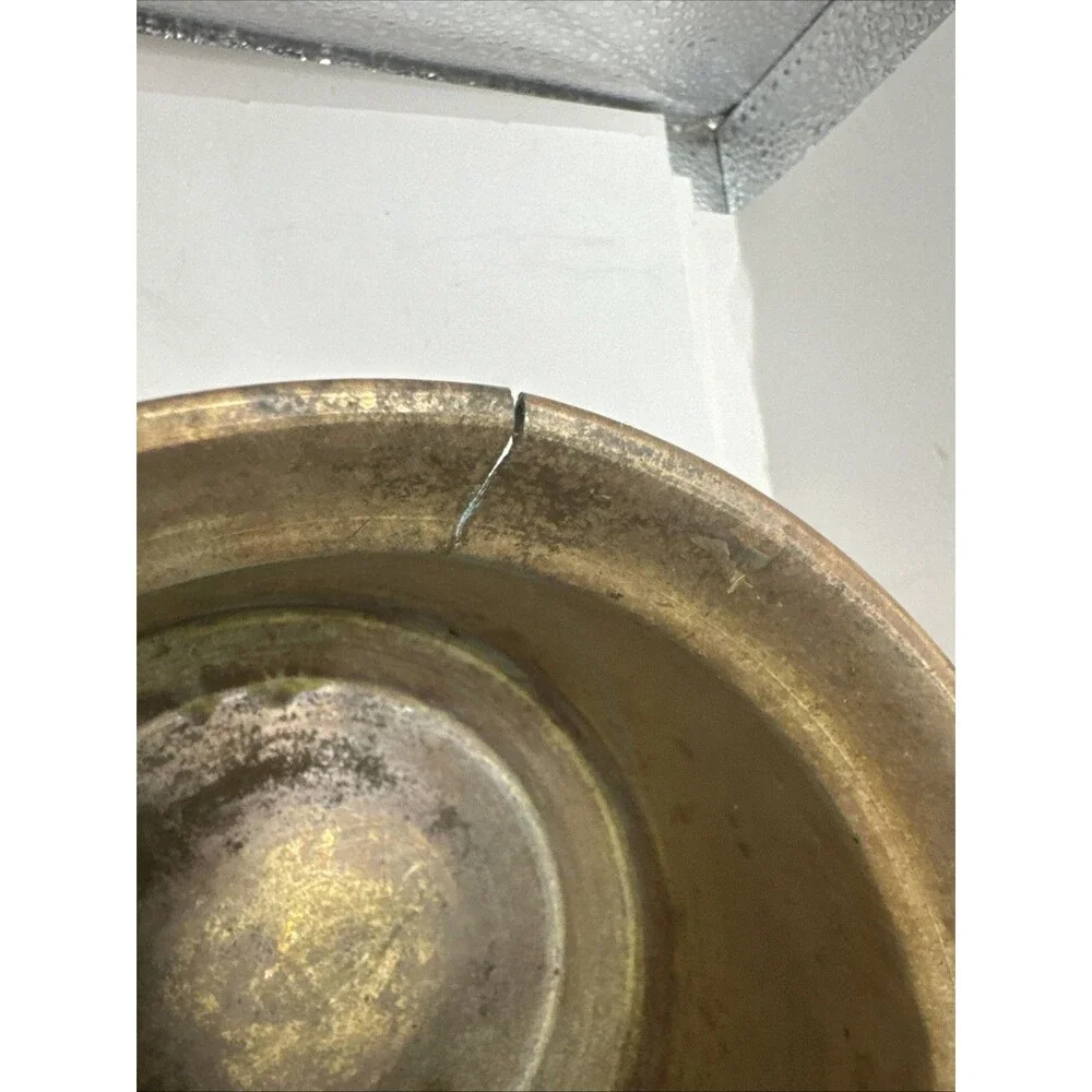 Vintage Solid Brass Copper Planter Pot cauldron With Feet  4.50 X 6